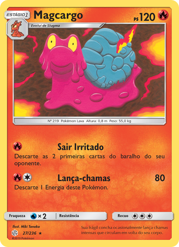 Magcargo 27 — Eclipse Cósmico (Portuguese Pokémon TCG card)