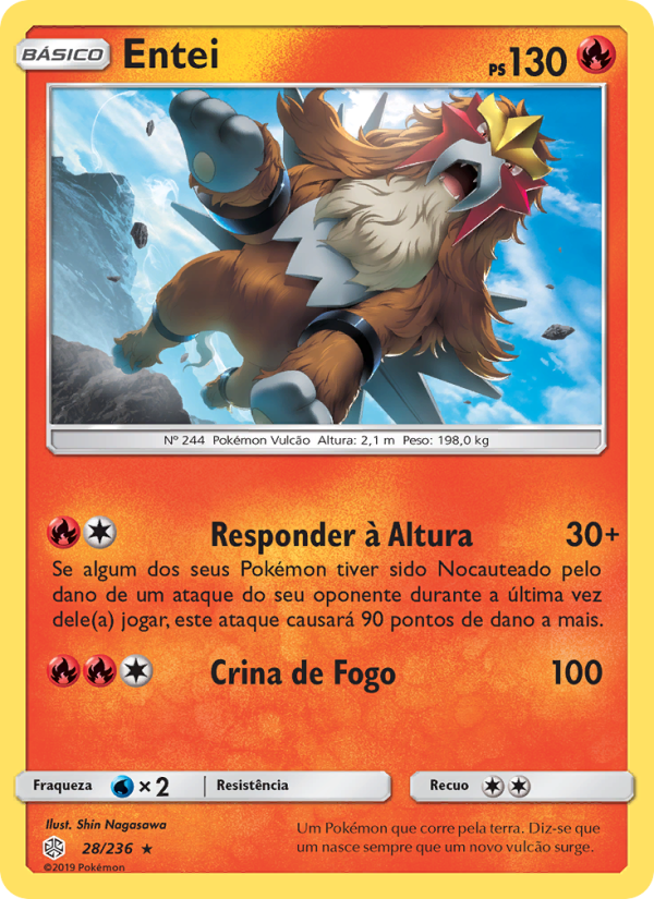 Entei 28 — Eclipse Cósmico (Portuguese Pokémon TCG card)
