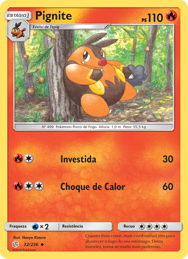 Pignite 32 — Eclipse Cósmico (Portuguese Pokémon TCG card)