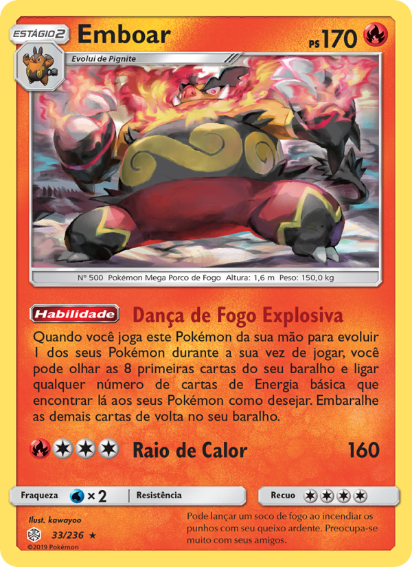 Emboar 33 — Eclipse Cósmico (Portuguese Pokémon TCG card)