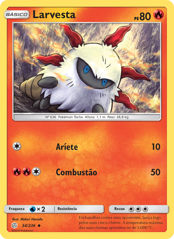 Larvesta 34 — Eclipse Cósmico (Portuguese Pokémon TCG card)