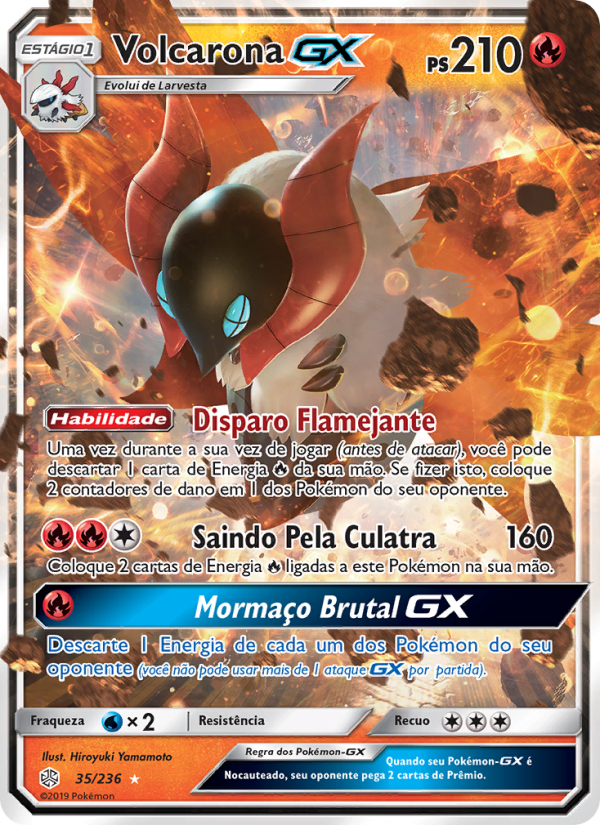 Volcarona GX 35 — Eclipse Cósmico (Portuguese Pokémon TCG card)