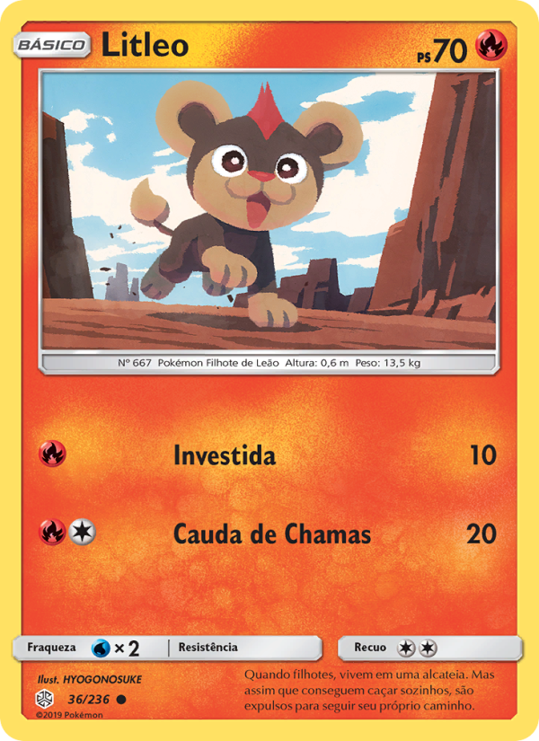 Litleo 36 — Eclipse Cósmico (Portuguese Pokémon TCG card)