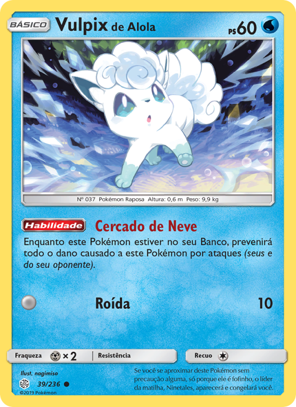Vulpix de Alola 39 — Eclipse Cósmico (Portuguese Pokémon TCG card)