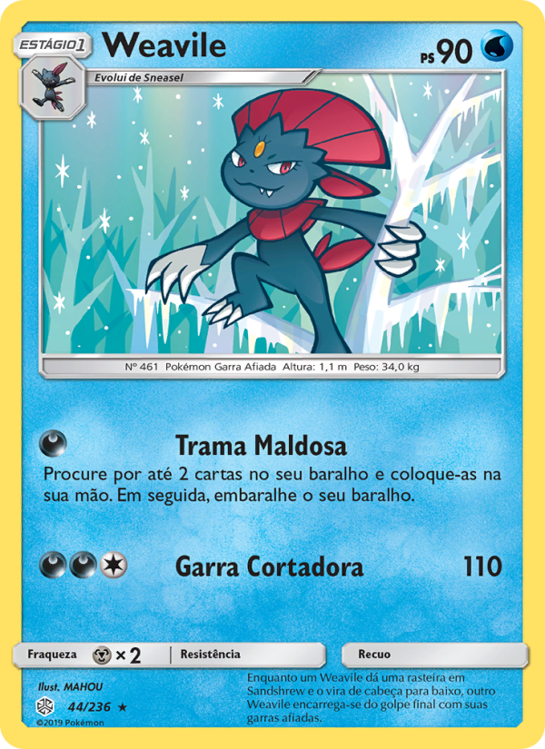 Weavile 44 — Eclipse Cósmico (Portuguese Pokémon TCG card)
