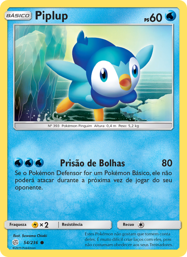 Piplup 54 — Eclipse Cósmico (Portuguese Pokémon TCG card)