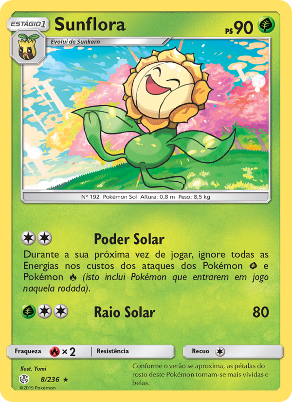 Sunflora 8 — Eclipse Cósmico (Portuguese Pokémon TCG card)