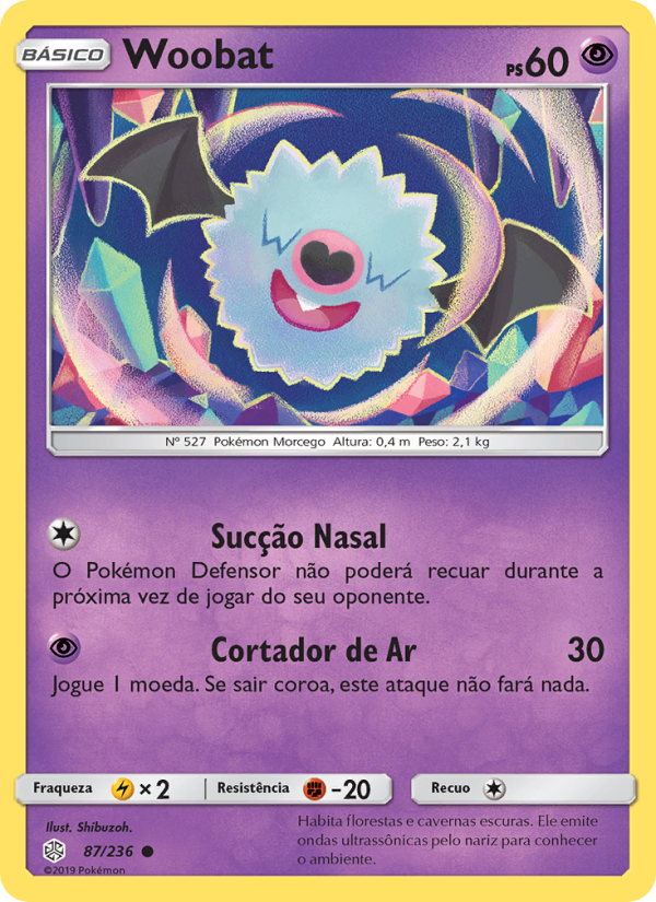 Woobat 87 — Eclipse Cósmico (Portuguese Pokémon TCG card)