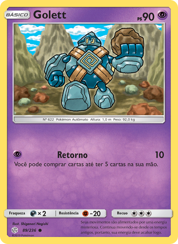 Golett 89 — Eclipse Cósmico (Portuguese Pokémon TCG card)