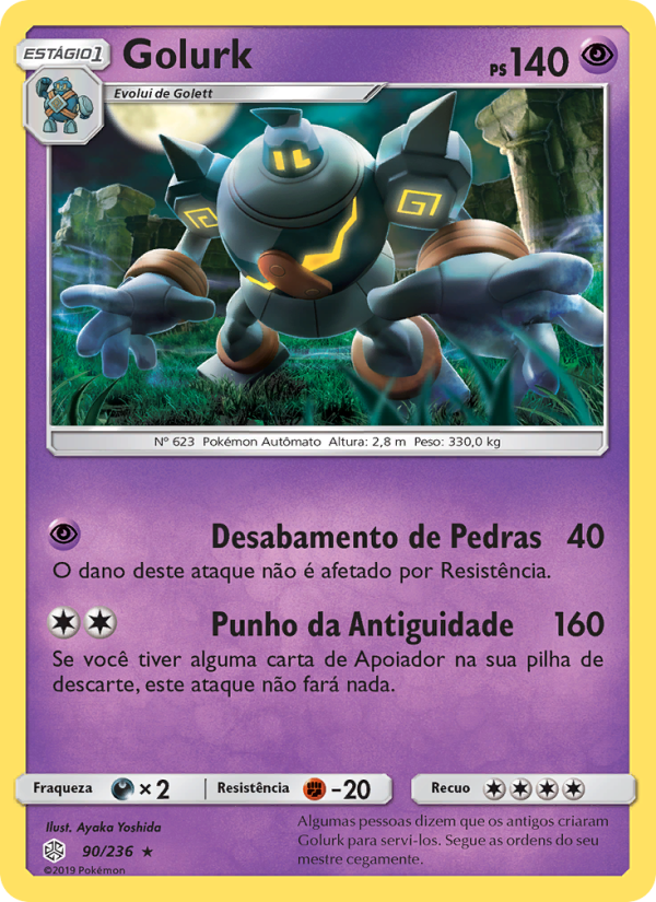 Golurk 90 — Eclipse Cósmico (Portuguese Pokémon TCG card)