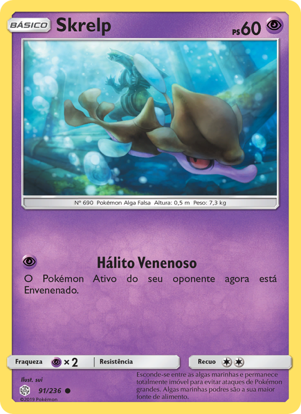 Skrelp 91 — Eclipse Cósmico (Portuguese Pokémon TCG card)