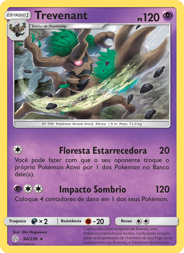 Trevenant 94 — Eclipse Cósmico (Portuguese Pokémon TCG card)