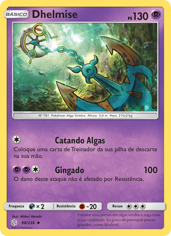 Dhelmise 98 — Eclipse Cósmico (Portuguese Pokémon TCG card)
