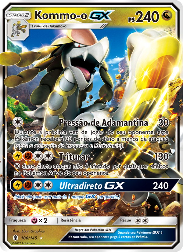 Kommo-o GX 100 — Guardiões Ascendentes (Portuguese Pokémon TCG card)