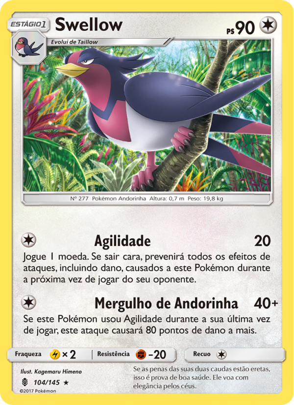 Swellow 104 — Guardiões Ascendentes (Portuguese Pokémon TCG card)