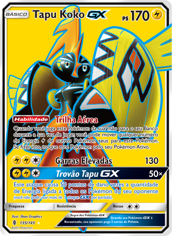 Tapu Koko GX 135 — Guardiões Ascendentes (Portuguese Pokémon TCG card)