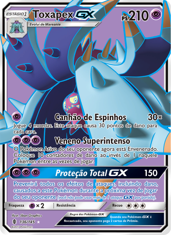 Toxapex GX 136 — Guardiões Ascendentes (Portuguese Pokémon TCG card)