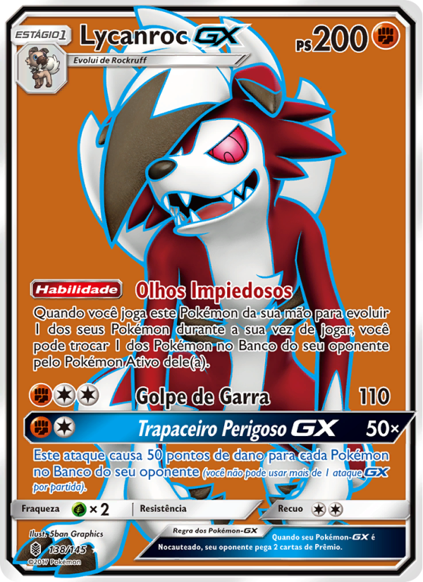 Lycanroc GX 138 — Guardiões Ascendentes (Portuguese Pokémon TCG card)