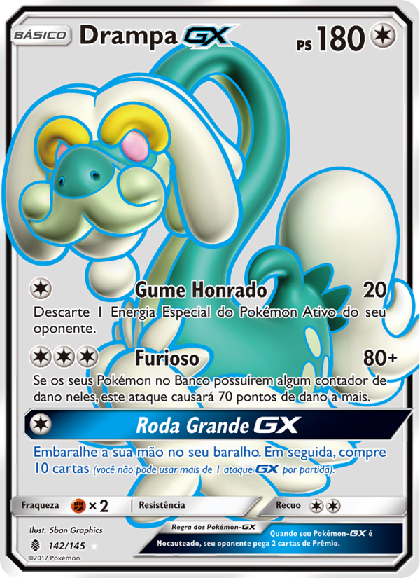 Drampa GX 142 — Guardiões Ascendentes (Portuguese Pokémon TCG card)