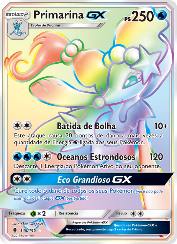 Primarina GX 149 — Guardiões Ascendentes (Portuguese Pokémon TCG card)