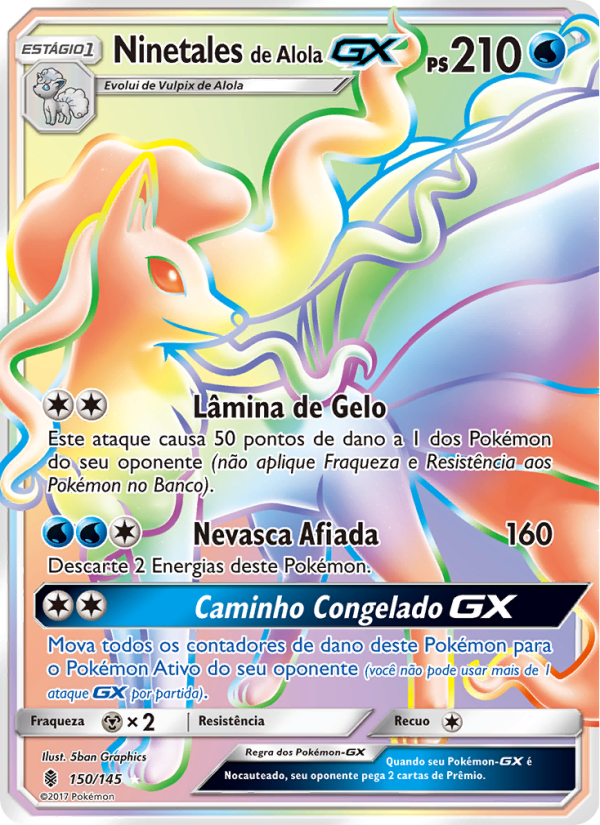 Ninetales de Alola GX 150 — Guardiões Ascendentes (Portuguese Pokémon TCG card)