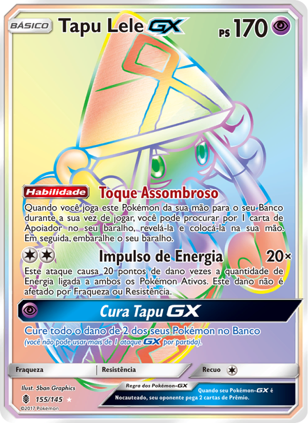 Tapu Lele GX 155 — Guardiões Ascendentes (Portuguese Pokémon TCG card)
