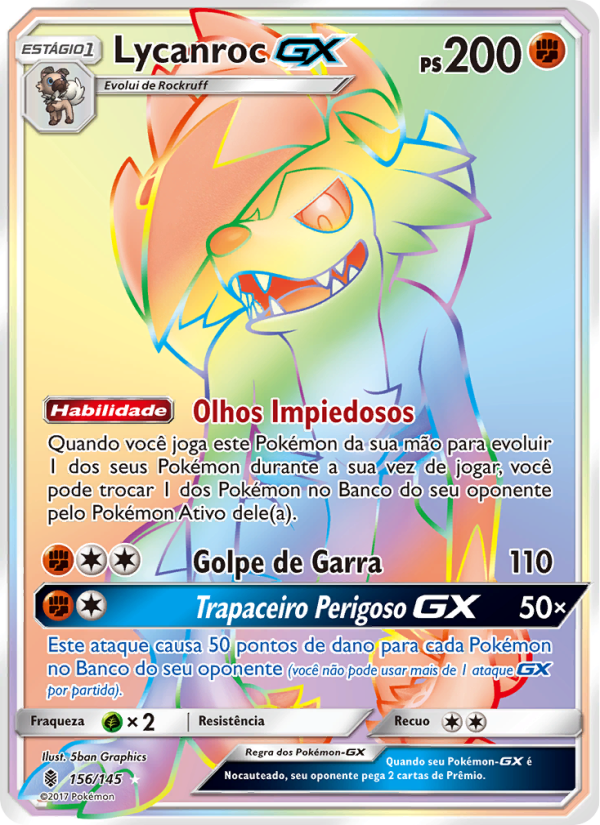 Lycanroc GX 156 — Guardiões Ascendentes (Portuguese Pokémon TCG card)