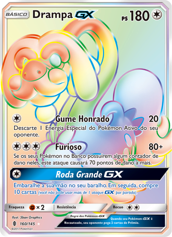 Drampa GX 160 — Guardiões Ascendentes (Portuguese Pokémon TCG card)
