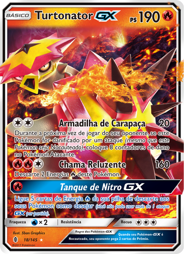 Turtonator GX 18 — Guardiões Ascendentes (Portuguese Pokémon TCG card)