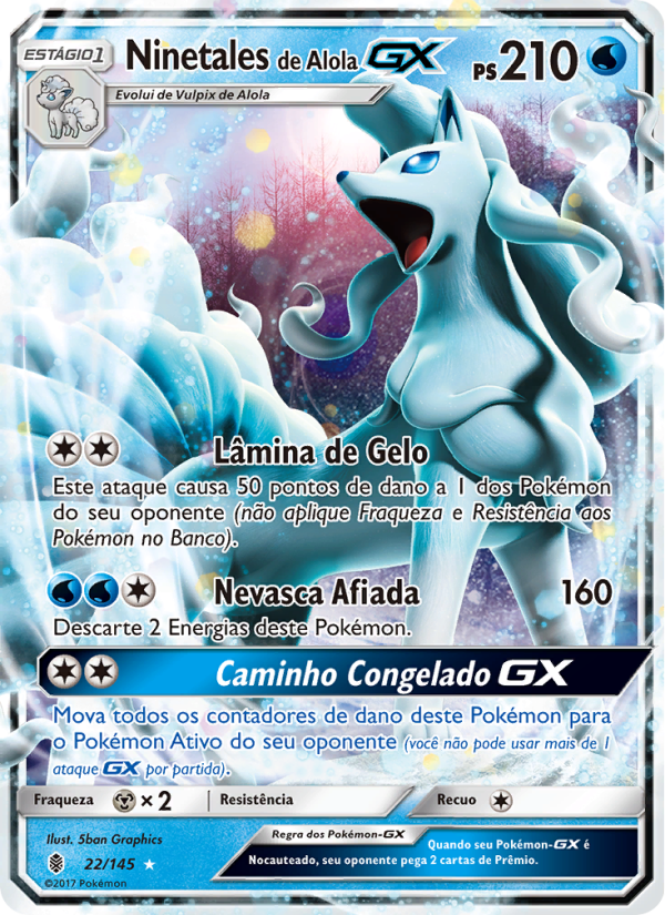 Ninetales de Alola GX 22 — Guardiões Ascendentes (Portuguese Pokémon TCG card)