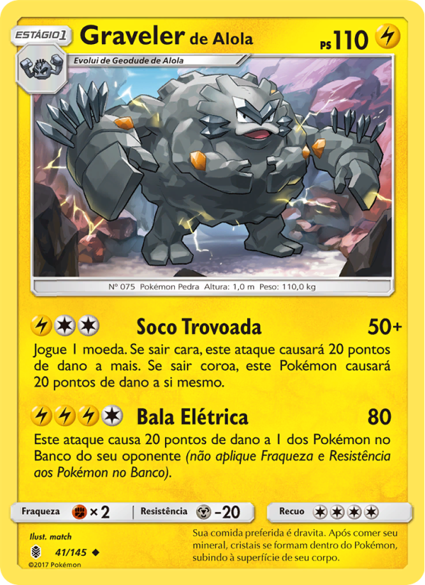 Graveler de Alola 41 — Guardiões Ascendentes (Portuguese Pokémon TCG card)