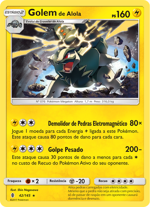 Golem de Alola 42 — Guardiões Ascendentes (Portuguese Pokémon TCG card)