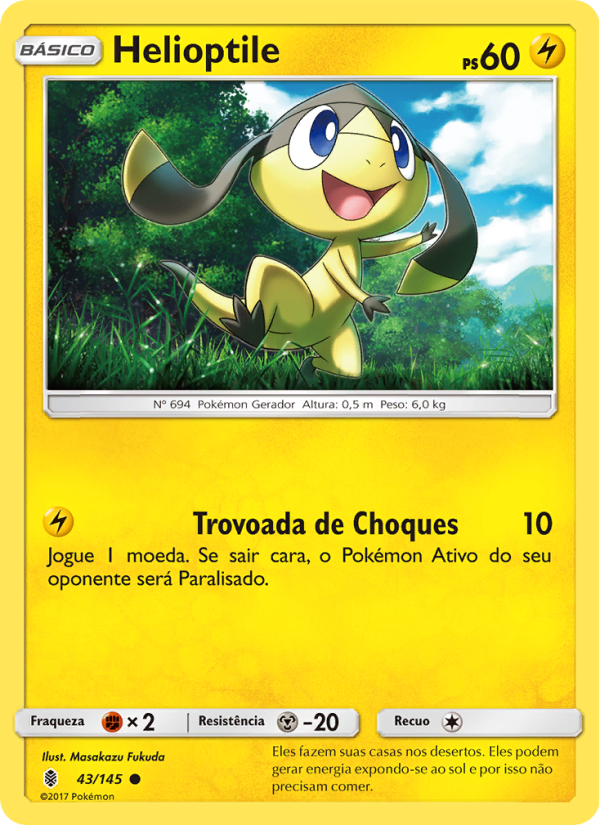 Helioptile 43 — Guardiões Ascendentes (Portuguese Pokémon TCG card)