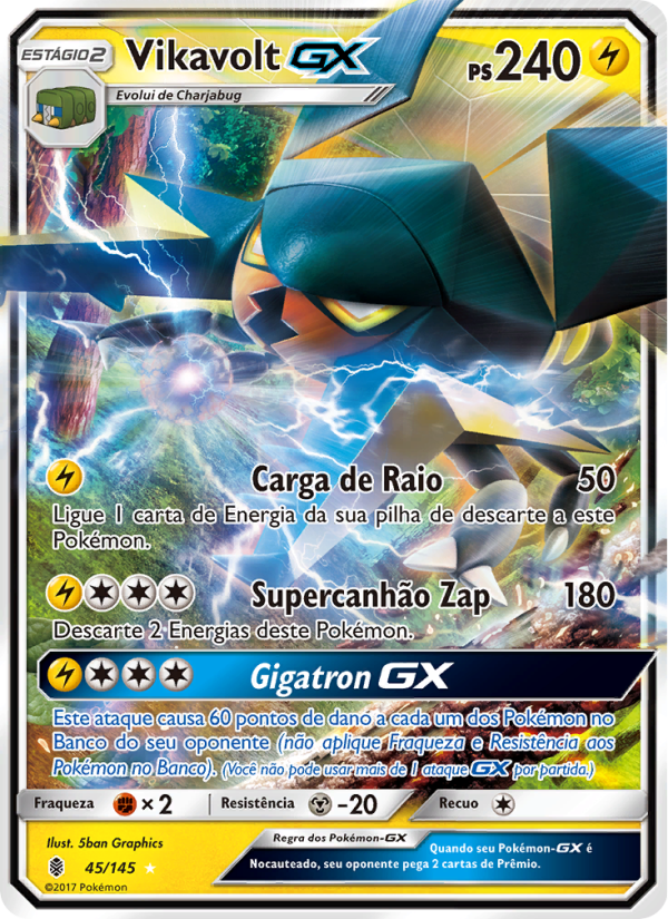 Vikavolt GX 45 — Guardiões Ascendentes (Portuguese Pokémon TCG card)