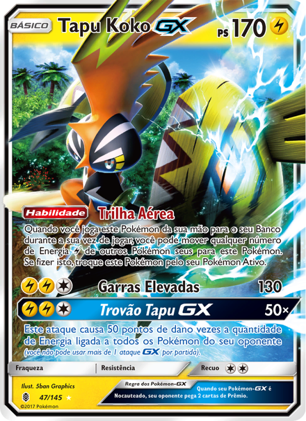 Tapu Koko GX 47 — Guardiões Ascendentes (Portuguese Pokémon TCG card)