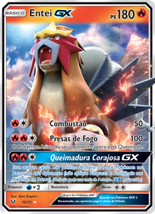 Entei GX 10 — Lendas Luminescentes (Portuguese Pokémon TCG card)