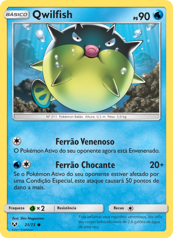 Qwilfish 21 — Lendas Luminescentes (Portuguese Pokémon TCG card)