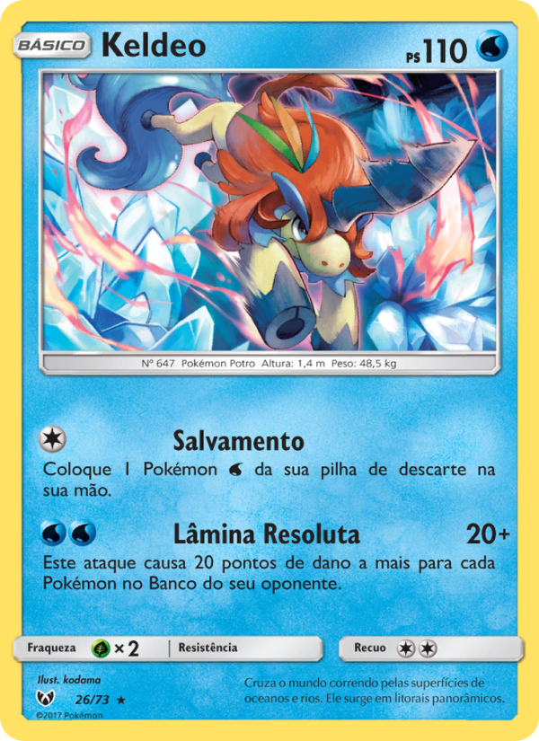 Keldeo 26 — Lendas Luminescentes (Portuguese Pokémon TCG card)