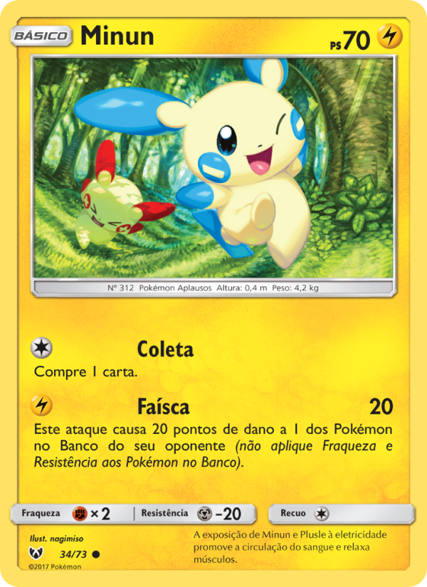Minun 34 — Lendas Luminescentes (Portuguese Pokémon TCG card)