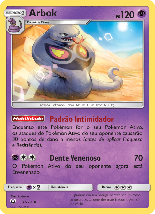 Arbok 37 — Lendas Luminescentes (Portuguese Pokémon TCG card)