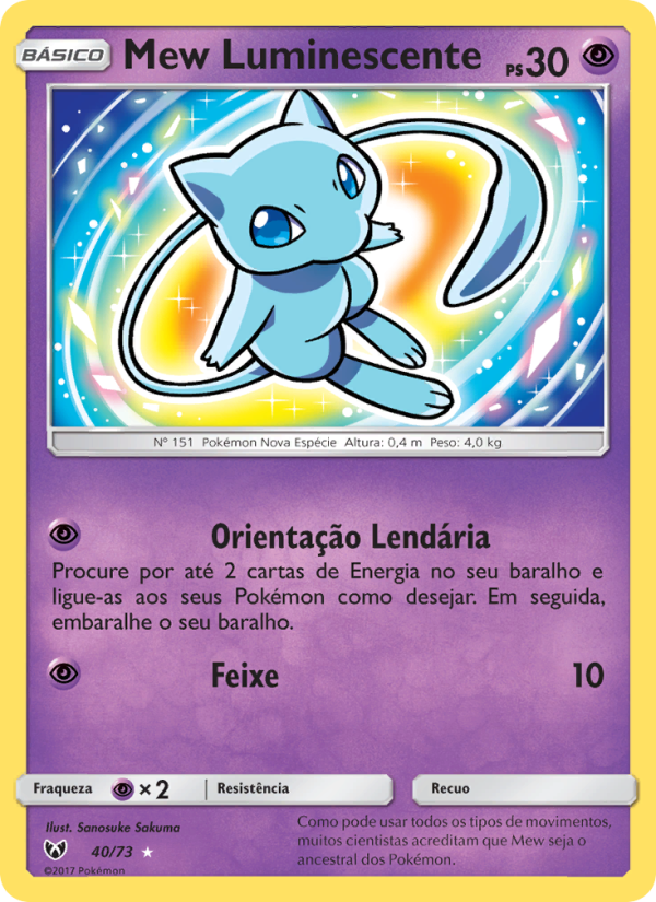 Mew Luminescente 40 — Lendas Luminescentes (Portuguese Pokémon TCG card)