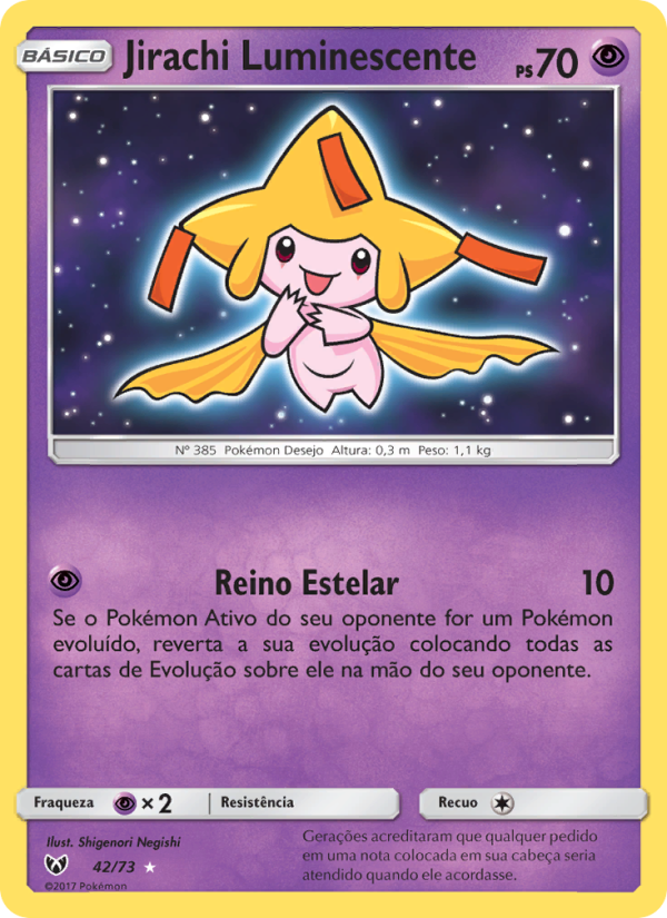 Jirachi Luminescente 42 — Lendas Luminescentes (Portuguese Pokémon TCG card)