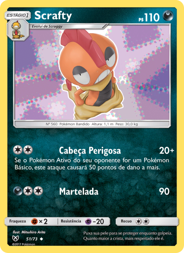 Scrafty 51 — Lendas Luminescentes (Portuguese Pokémon TCG card)
