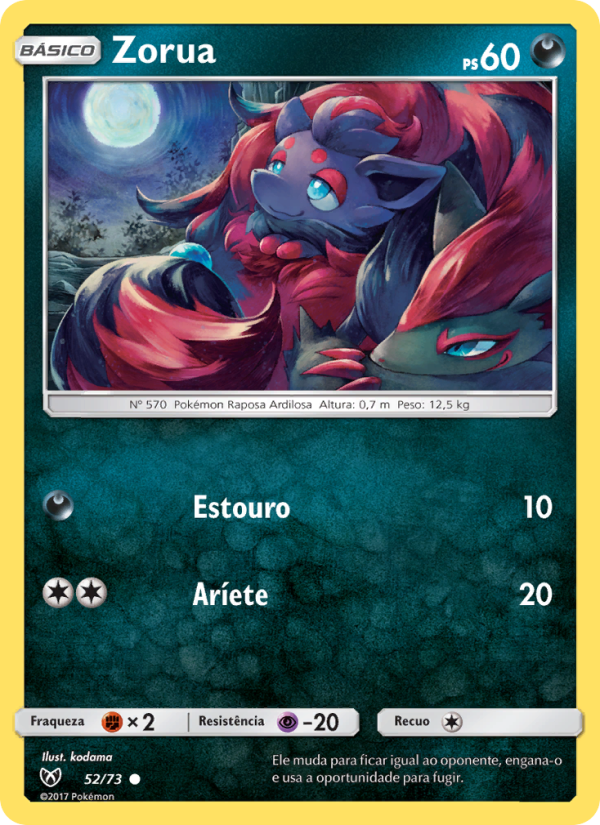 Zorua 52 — Lendas Luminescentes (Portuguese Pokémon TCG card)