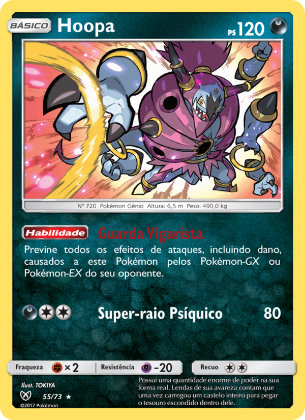 Hoopa 55 — Lendas Luminescentes (Portuguese Pokémon TCG card)