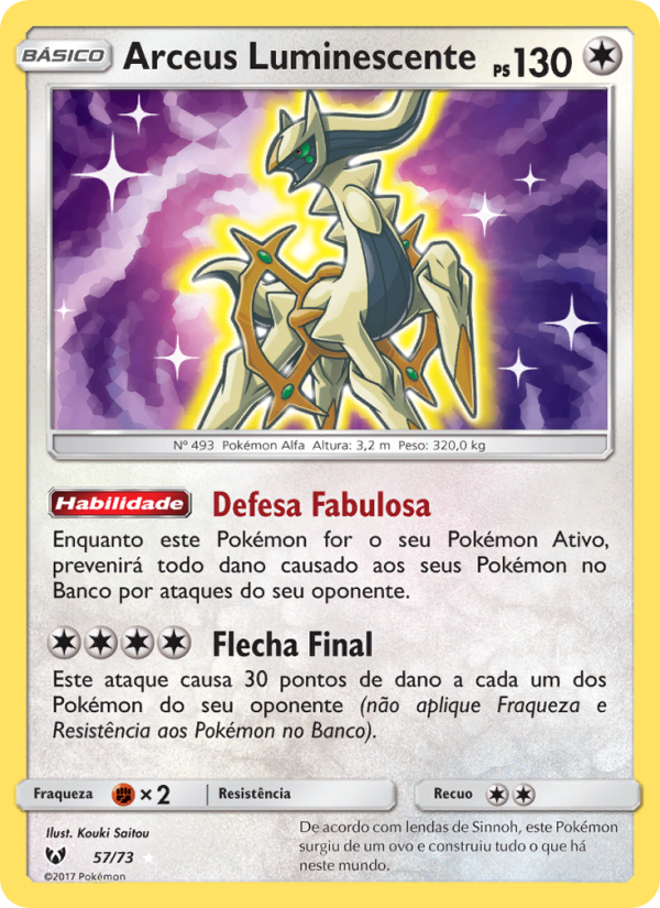 Arceus Luminescente 57 — Lendas Luminescentes (Portuguese Pokémon TCG card)