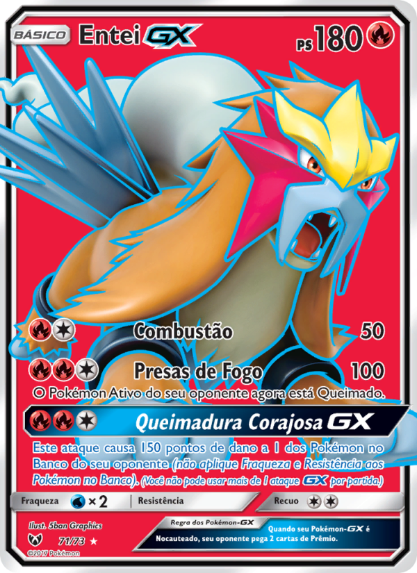 Entei GX 71 — Lendas Luminescentes (Portuguese Pokémon TCG card)