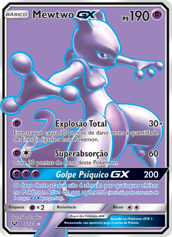 Mewtwo GX 72 — Lendas Luminescentes (Portuguese Pokémon TCG card)