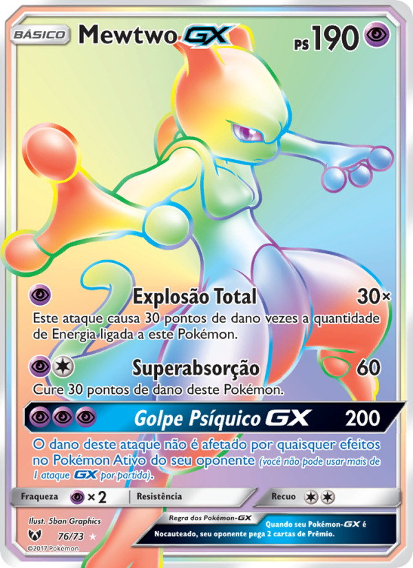 Mewtwo GX 76 — Lendas Luminescentes (Portuguese Pokémon TCG card)