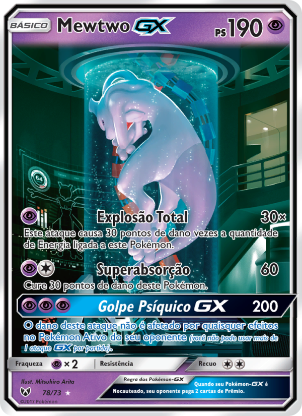 Mewtwo GX 78 — Lendas Luminescentes (Portuguese Pokémon TCG card)